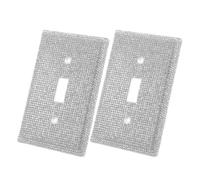 Hohopeti 2pcs Sparkly Rhinestone Light Switch Cover Plate in Silver, Plastic Material with Easy Mounting and Concealing Wall Imperfections, Modern Stylish Decorative Wall Plate for Bathroom