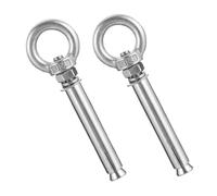 Hohopeti 2pcs Stainless Steel Expansion Eye Bolts with Closed Hook Shielded Design for Concrete Masonry Wall Anchors Secure Heavy-duty Fixings for Home and Commercial Use