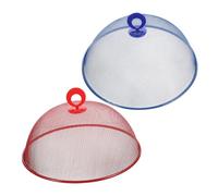 Hohopeti 2Pcs Stainless Steel Mesh Food Tents Household Food Covers for Kitchen and Dining Table Dust and Insect Protective Domes in Red and Blue