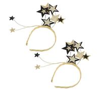 Hohopeti 2pcs Stylish Headband Black and Gold Five Pointed Star Sequin Headband for Girls for Year's Party and Holiday Occasions Decorative Star Metallic Glitters