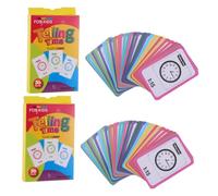 Hohopeti 2pcs Telling Flash Cards Educational Clock Teaching Game for Ages Learn Analog and Digital Hour and Hands Recognition Brain Development for First and Second Grade