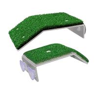 Hohopeti 2Pcs Turtle Basking Platform with Plastic Artificial Lawn Reptile Ramp Dock for Aquatic Turtles Frogs Lizards and Tortoises Climbing and Resting Floating Island for Fish Tanks