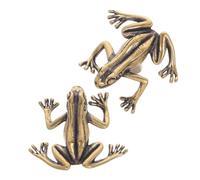 Hohopeti 2pcs Vintage Brass Frog Drawer Handles - Solid Brass Animal Cabinet Knobs for Wardrobe, Dresser, Cupboard - Decorative Frog Furniture Pulls for Bedroom and Living Room