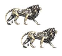 Hohopeti 2Pcs Vintage Brass Lion Keychain Creative Car Hanging Decorative Key Ring Accessories High Hardness Stylish Home Decor