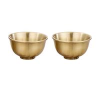 Hohopeti 2pcs Vintage Bronze Whiskey Shot Glasses Small Creative Tea Cups Imitation Ancient Style Wine Chalices for Home Bar and Dining