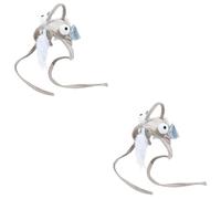 Hohopeti 2pcs -wearing Cat Teaser Stick Interactive Indoor Cat Toy Fish Design for Playful Teasing and Self-diversion Encourages Healthy Exercise and