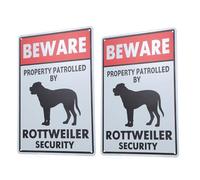 Hohopeti 2pcs Weatherproof Metal Beware of Dog Sign for Fence Property Security with Rottweiler Warning Message Outdoor Dog Premises Alert Plates for Gate and Home Protection