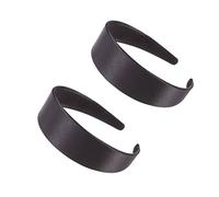 Hohopeti 2Pcs Wide-edge Solid Color Satin Hair Bands Creative Headdress for Women Black Elegant Headband Accessories for Parties and Daily Wear