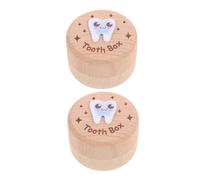 Hohopeti 2pcs Wooden Deciduous Tooth Box Teeth Fairy Keepsake Box for First Storage Organizer Memory for Boy Girl