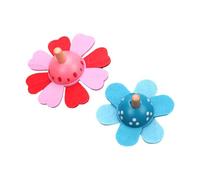 Hohopeti 2Pcs Wooden Gyro Solid Wood Tops for Cognitive Play and Hand-eye Coordination Pink and Blue Spinning Plaything for Boys