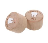 Hohopeti 2pcs Wooden Tooth Keepsake Box Tooth Fairy Storage Organizer Adorable Carved Design Secure Keepsake Container