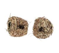 Hohopeti 2pcs Woven Round Ball Toys for Chewing Natural Hamster and Rabbit Molar Toys Safe Biting Activity for Small Pets