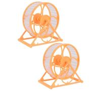 Hohopeti 2pcs Yellow Plastic Exercise Wheels for Small Animals, Silent Non-Slip Running for Hamsters, Gerbils, Guinea Pigs, and Hedgehogs, Suitable for Pet Cages