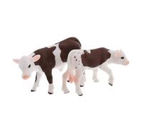 Hohopeti 2pcs Yellow Spotted Dairy Cow Figurines Eco Plastic Farm Animal Collectibles Miniature Cattle Models for Fairy Garden Micro Landscape Educational Decor