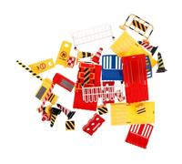 Hohopeti 32pcs Miniature Traffic Signs for Bright Road Barricades Educational Plaything Lightweight and Portable Construction Theme Party Favor Enhances Traffic Safety Awareness