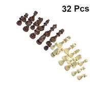 Hohopeti 32pcs Wooden International Chess Pieces Replacement Dual Color Brown and White Educational for Developing Logical Thinking and Imagination