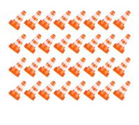 Hohopeti 35pcs Mini Traffic Cones Plastic Roadblock Signs for DIY Street Decoration Early Safety Awareness Realistic Traffic Cognitive Learning and Role Play Activities
