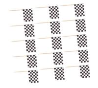 Hohopeti 360pcs Mini Checkered Racing Flag Toothpick Cupcake Toppers Compact Wooden Picks for Cake Decorations Stylish Black and White Checkered Design for Racing Parties Bbqs Picnics and