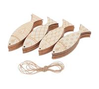 Hohopeti 36pcs Unfinished Fish Shaped Wood Cutouts for DIY Crafts Wooden Hanging Ornaments for Wedding Birthday Ocean Animal Party Decoration Safe Natural Material Creative Nautical Theme