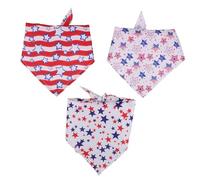 Hohopeti 3PCS Adjustable Patriotic Dog Bandanas with Star Pattern Usa Flag Triangle Bibs for Independence Day Versatile Drool Cloths for Various Breeds and Seasonal Festivities