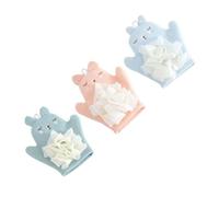 Hohopeti 3pcs Baby Bath Mitt Set Cartoon Pattern Dual-Sided Scrubbing Gloves for Infant Body Wash, Soft Baby Supplies in Blue, Orange Pink, and Mint Green for Gentle Shower Cleaning