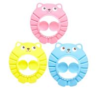 Hohopeti 3pcs Baby Shower Caps for Toddlers Cartoon Eva Bathing Shampoo Hats with Ear Protection Soft Adjustable Bath Visor for Infant Hair Washing