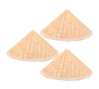 Hohopeti 3PCS Bamboo Straw Cone Hats 30cm DIY Painting Traditional Chinese and Japanese Samurai Style Sunshade Caps for Cosplay, Garden, and Party Use