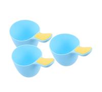 Hohopeti 3pcs Bath Rinser Cups with Anti-Slip Grip Eye-Protecting Shampoo Water Ladles for Newborn Hair Washing and Bathing Portable Reusable Blue Scoops for Feeding and Cleaning