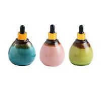 Hohopeti 3pcs Ceramic Essential Oil Dropper Bottles 95ml Refillable Sub-packaging Containers with Sealed Opaque Design for Aromatherapy Spa Use - Blue, Pink, Green