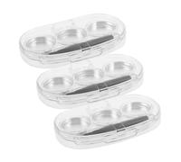 Hohopeti 3pcs Clear Eye Shadow Holder with Compartments and Integrated Brush Portable Makeup Organizer Box for Precise Separation and Travel-friendly Small Eyeshadow Palette Storage