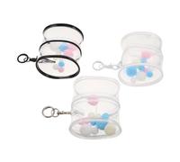 Hohopeti 3pcs Clear PVC Hanging Doll Case with Keychain and Pom Poms Protective Transparent Storage Bags for Action Figures and Organizer in Black White and Clear Colors