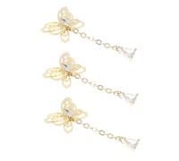 Hohopeti 3pcs Diy Nail Art Decorations Shining Manicure Chain Pendants Zircon Micro Inlay Gold Plated Star Moon Nail Charms Set and Personal Use