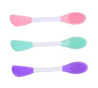 Hohopeti 3pcs Double-headed Silicone Face Brush Soft Skin-friendly Facial Cleanser with Ergonomic Grip for Gentle Exfoliation and Deep Cleaning in Mint Green Pink Purple