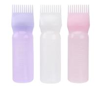 Hohopeti 3pcs Hair Dye Bottles with Graduated Scale Lines for Precise Application Transparent White Pink Purple Hairdressing Applicator for Home Store Salon Use