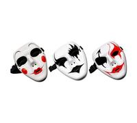 Hohopeti 3pcs Hand Painted Mask Costume Party Clown Creepy Call Scary Costumes Mask Fabric Bloody Scream Show Demon Masquerade Dark Cry Halloween Decor Festival Plastic