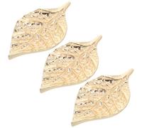 Hohopeti 3pcs Leaf-Shaped Cabinet Handles Set, Bright Gold Furniture Pulls for Wardrobe, Drawer, Cupboard and Shoe Cabinet Hardware in Vintage Style