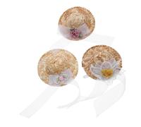 Hohopeti 3pcs Mini Woven Hats for Small Pets Lightweight Cute Floral Chicken Hamster Parrot Caps with Elastic Strap for Birthday Party Holiday Festive Costume Accessories