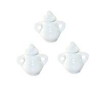 Hohopeti 3pcs Miniature Ceramic Sugar Pots Mini Tea Jug Models for Dollhouse Kitchen Accessories White Mini House Furniture Safe Ceramic Material