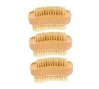 Hohopeti 3Pcs Natural Beech Wood Nail Brushes with Double-sided Boar Bristles Portable Fingernail Scrubbers for Cleaning Hands Nails and Feet at Home