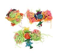 Hohopeti 3pcs Natural Bird Set for Parrots Safe Hanging Chew with Design for Chewing and Play for Budgies Conures and Cockatiels Random Color