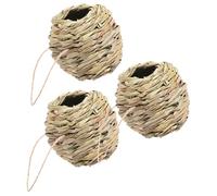 Hohopeti 3pcs Natural Grass Hanging Bird Nest Small Bird Cage for Garden Balcony Porch Handwoven Hummingbird and Parrot Nesting Box with Predator Safe Opening and Weather Resistant Straw