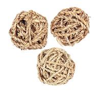Hohopeti 3pcs Parrot Woven Straw Balls Chew Toy for Small Animals Natural Grass Material Fun Playtime Accessory for Rabbits and Parakeets