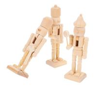 Hohopeti 3pcs Puppet White Embryo Walnut Soldier Items Strip Man Couplet Nutcracker Soldier Large Xmas Christmas Window Lights Decorations Christmas Nutcracker Puppet Nut Toy Wooden