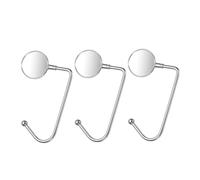 Hohopeti 3pcs Round Metal Table Bag Hooks with Anti-Slip Surface Portable Purse Holders for Desk and Fireplace Mantel Installation Silver Finish for Holiday and Everyday Use