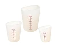 Hohopeti 3pcs Silicone Measuring Cups with Clear Markings Easy-Pour Spout Flexible Semi-Transparent Milk and Baking Cups Multipurpose for Epoxy Resin Stain Jewelry Casting Molds