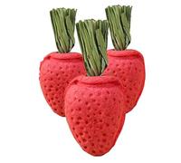 Hohopeti 3pcs Small Strawberry Chew for Chinchilla Rabbit Guinea Pig Natural Wear-resistant Molar Playthings for Teeth Grinding and Biting Pet Foraging