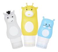 Hohopeti 3pcs Small Travel Bottles Silicone Compact Refillable Containers Assorted Color Deer Horse Hippo Shapes for Travel Trips