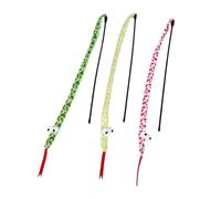 Hohopeti 3pcs Snake Cat Interactive Teaser Wand with Crinkle Sounds Comfortable Grip for Indoor and Outdoor Kitten Play Plush Snake Design Pet Entertainment