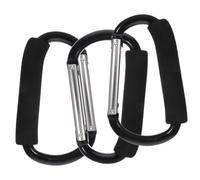 Hohopeti 3pcs Stroller Large Hooks Portable Strong Bearing Capacity Aluminum Alloy Black Hanging Hooks for Bags Bike Wheelchair Use