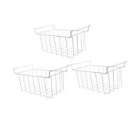 Hohopeti 3pcs Thickened Wire Mesh Freezer Organizer Bins Hanging Storage Basket 42x22x20cm Deep Freezer Bin Organizer Metal Wire Basket Space-saving